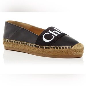 Chloé Woody Leather And Logo-Print Cotton-Canvas Espadrilles
